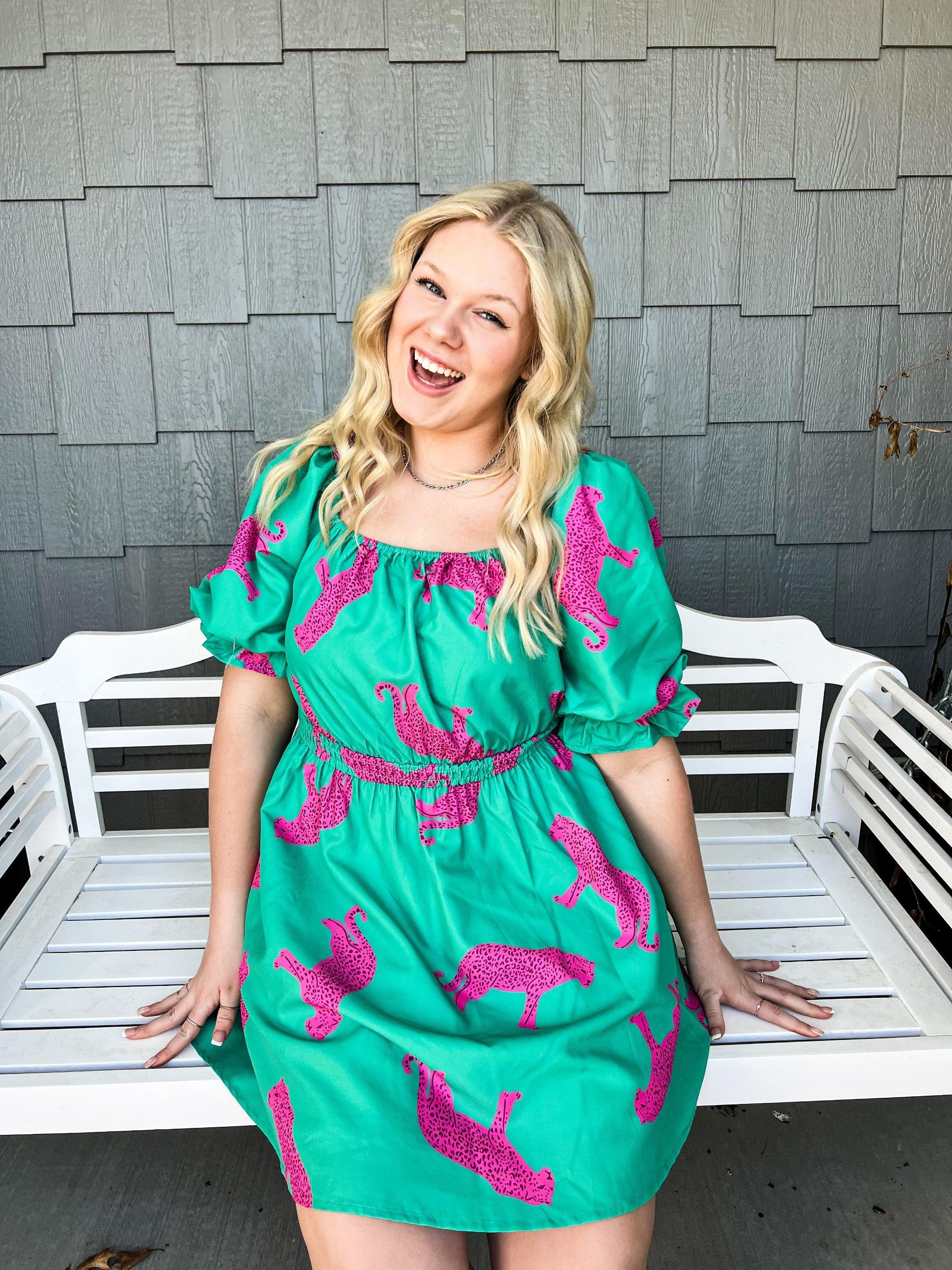 Pink Cheetah Mini Dress Product Image