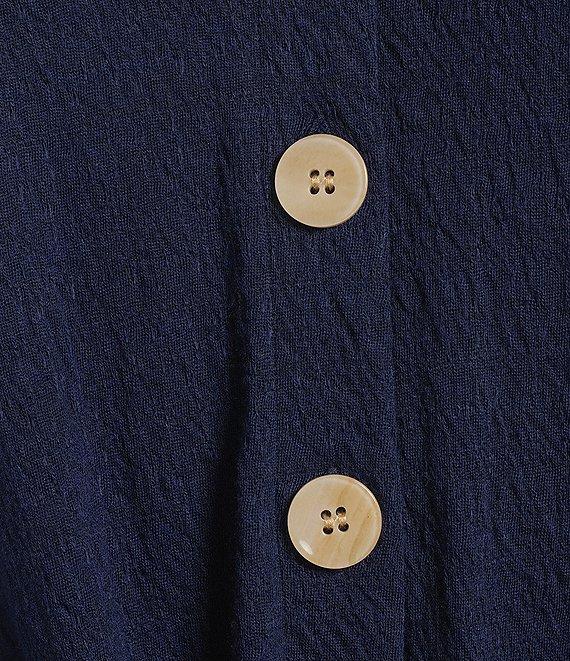 I.N. Studio Knit V-Neck Elbow Flounce Sleeve Tie-Front Top Product Image