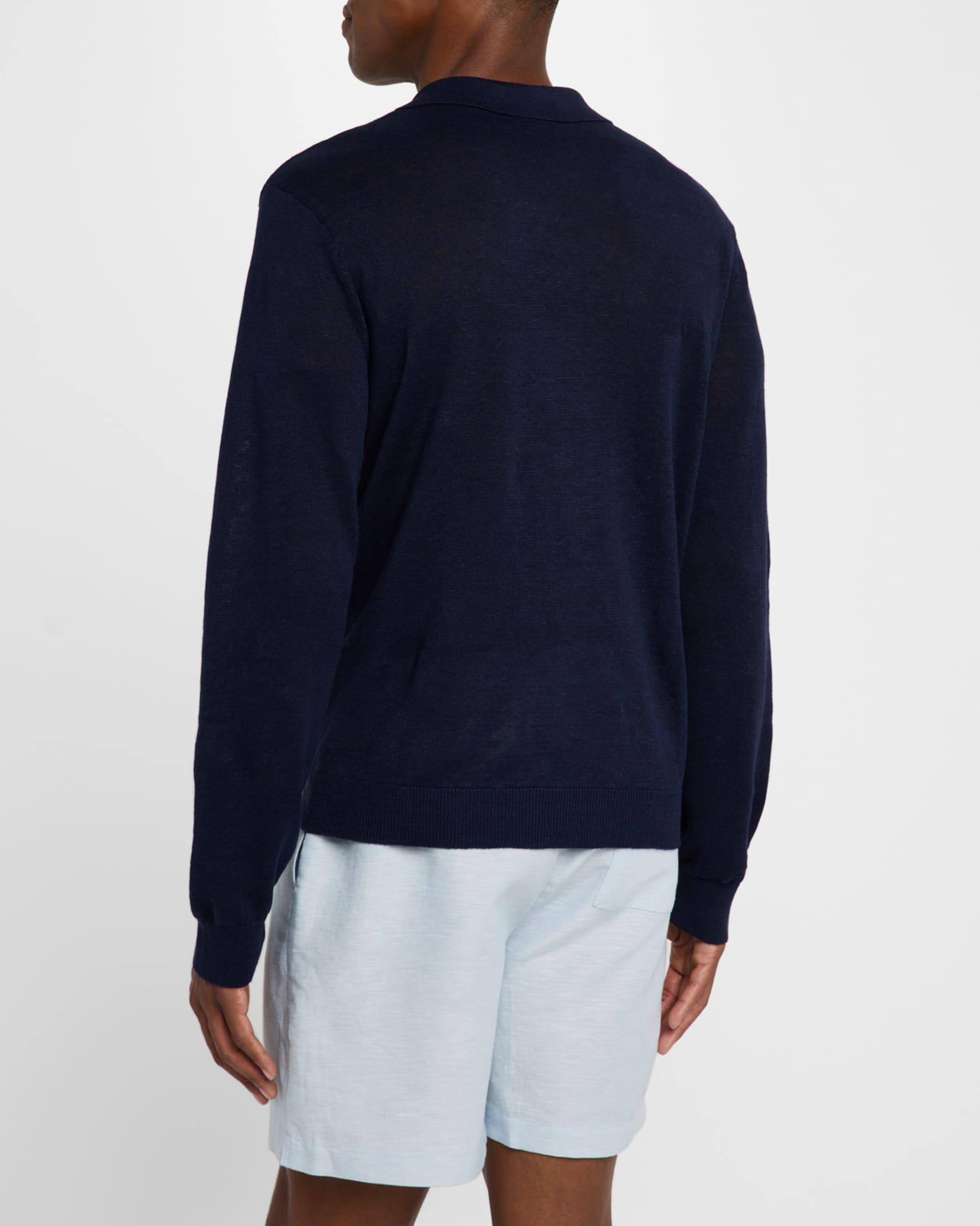 Men's Linen Johnny-Collar Polo Sweater Product Image