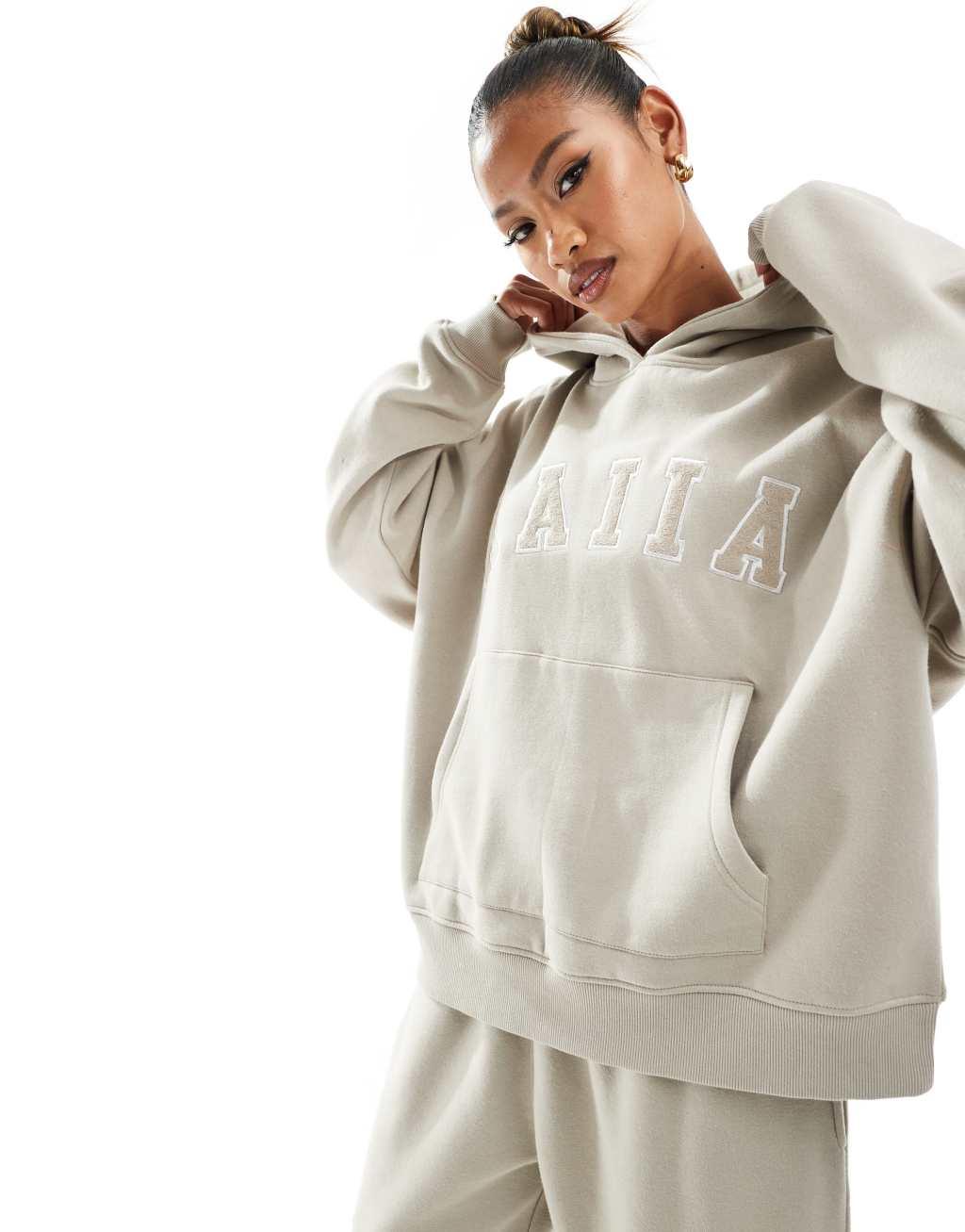 Kaiia logo oversized hoodie in stone - part of a set Product Image