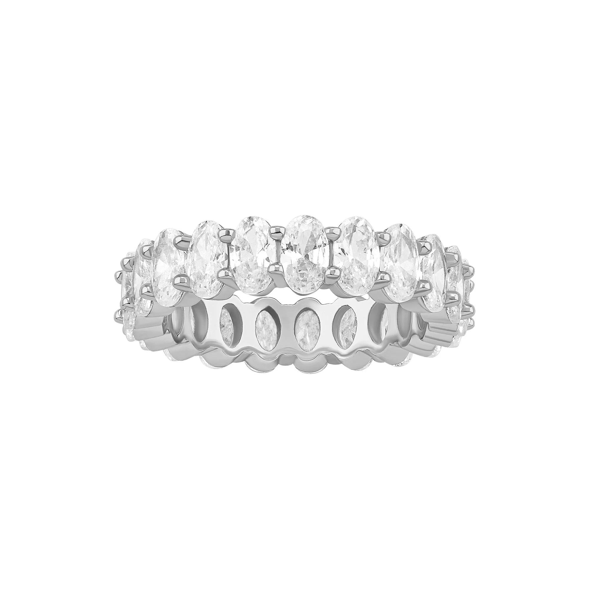 PRIMROSE Oval Cubic Zirconia Eternity Band Ring, Women's, Size: 7, Silver Tone Product Image