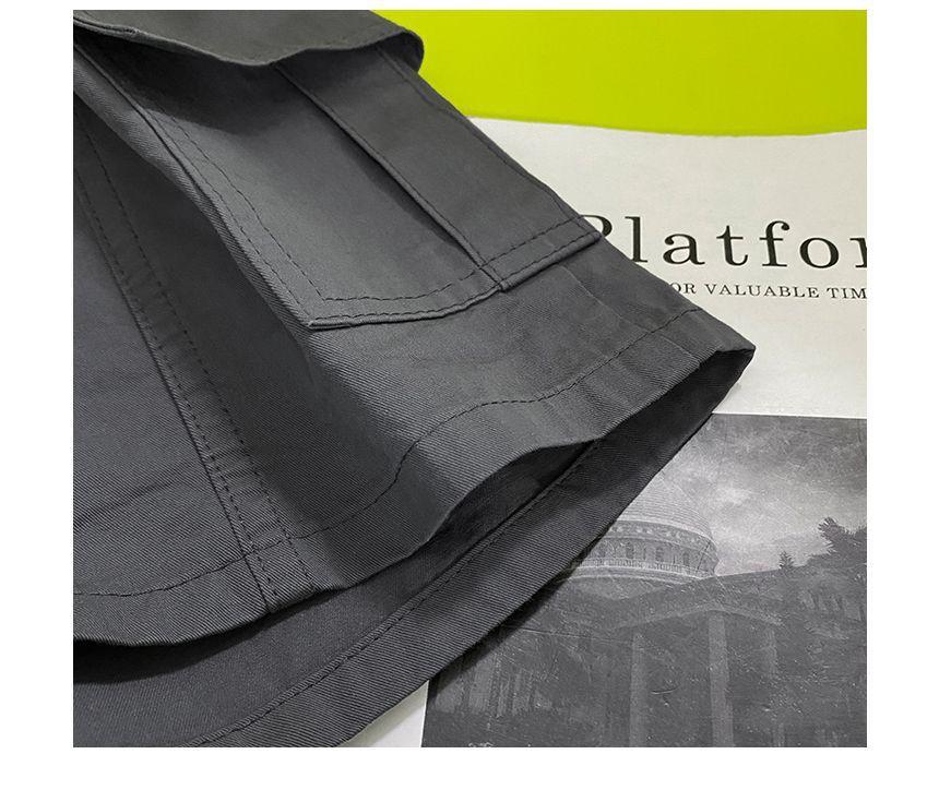 Elastic-Waist Plain Cargo Shorts Product Image