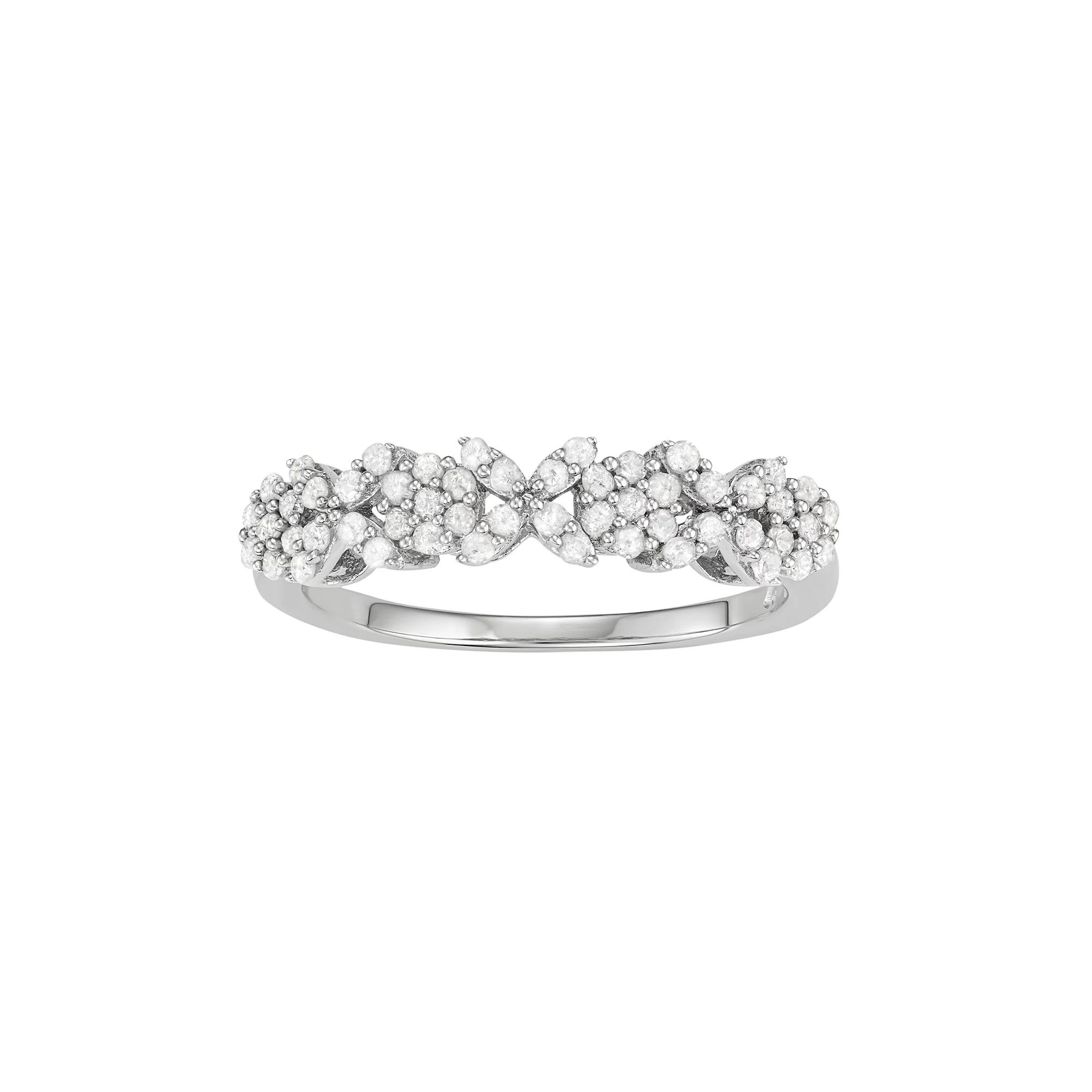 Jewelexcess Sterling Silver 1/2 Carat T.W. Diamond Floral Ring, Women's, Size: 6, White Product Image