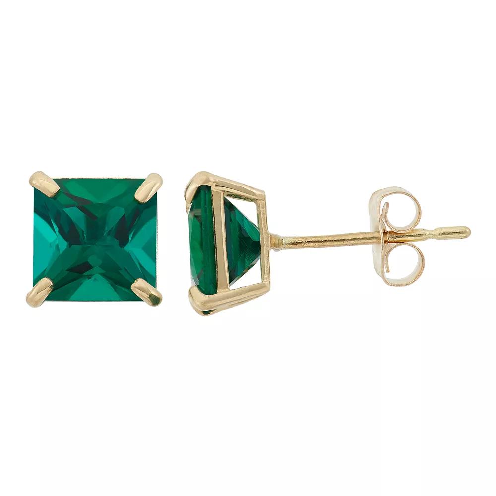 Designs by Gioelli Lab-Created Emerald 10k Gold Stud Earrings, Women's, Green Product Image