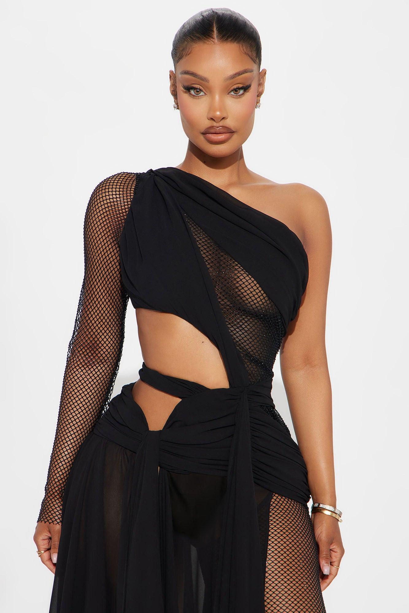 Harper Draped Maxi Dress - Black Product Image