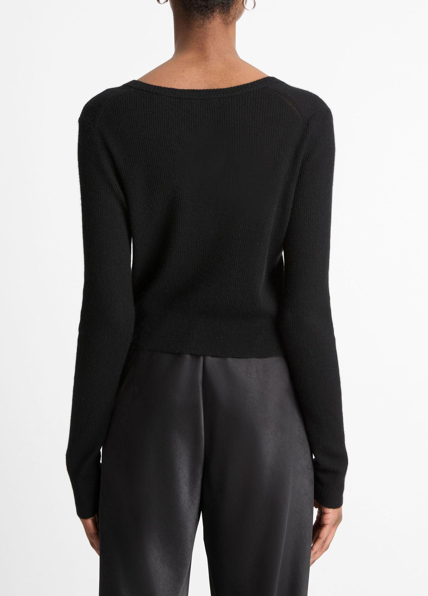 Ribbed Cashmere-Silk Slim Cardigan Product Image