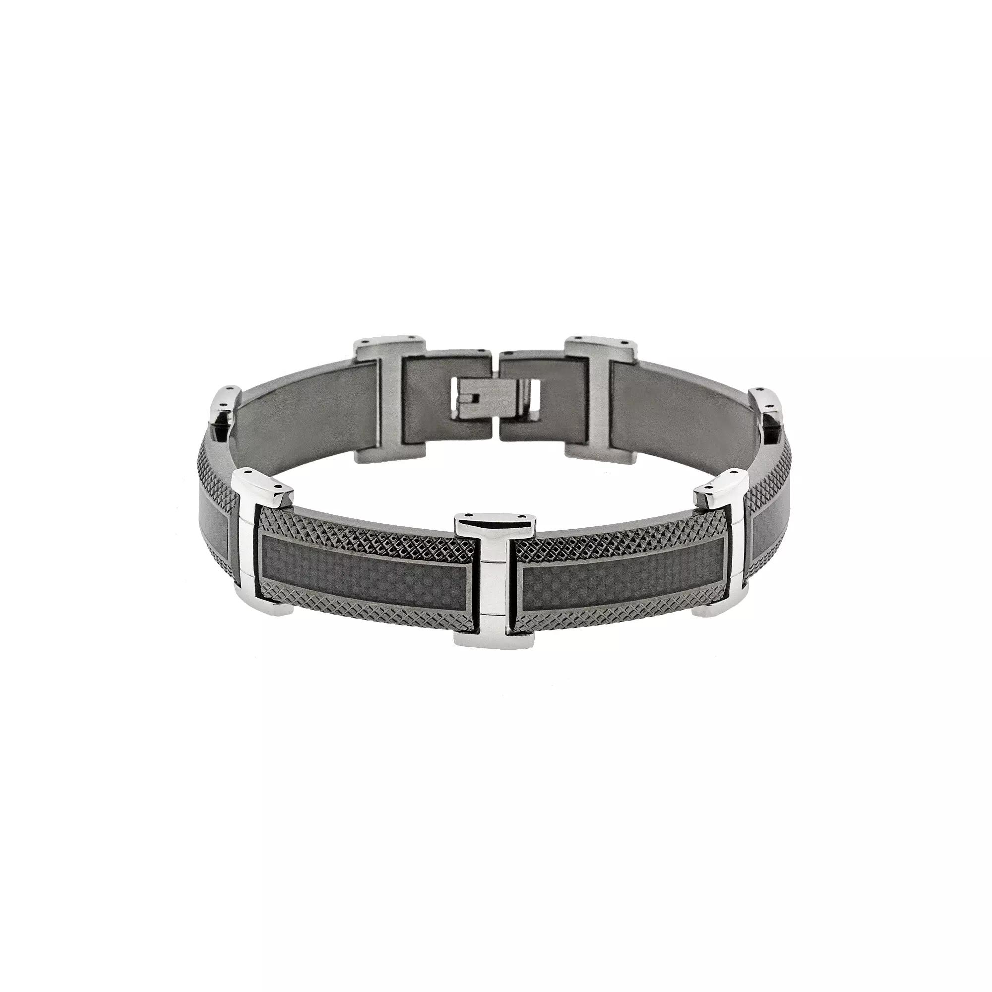 LYNX Stainless Steel Black Ion & Carbon Fiber Bracelet - Men, Men's,  Product Image