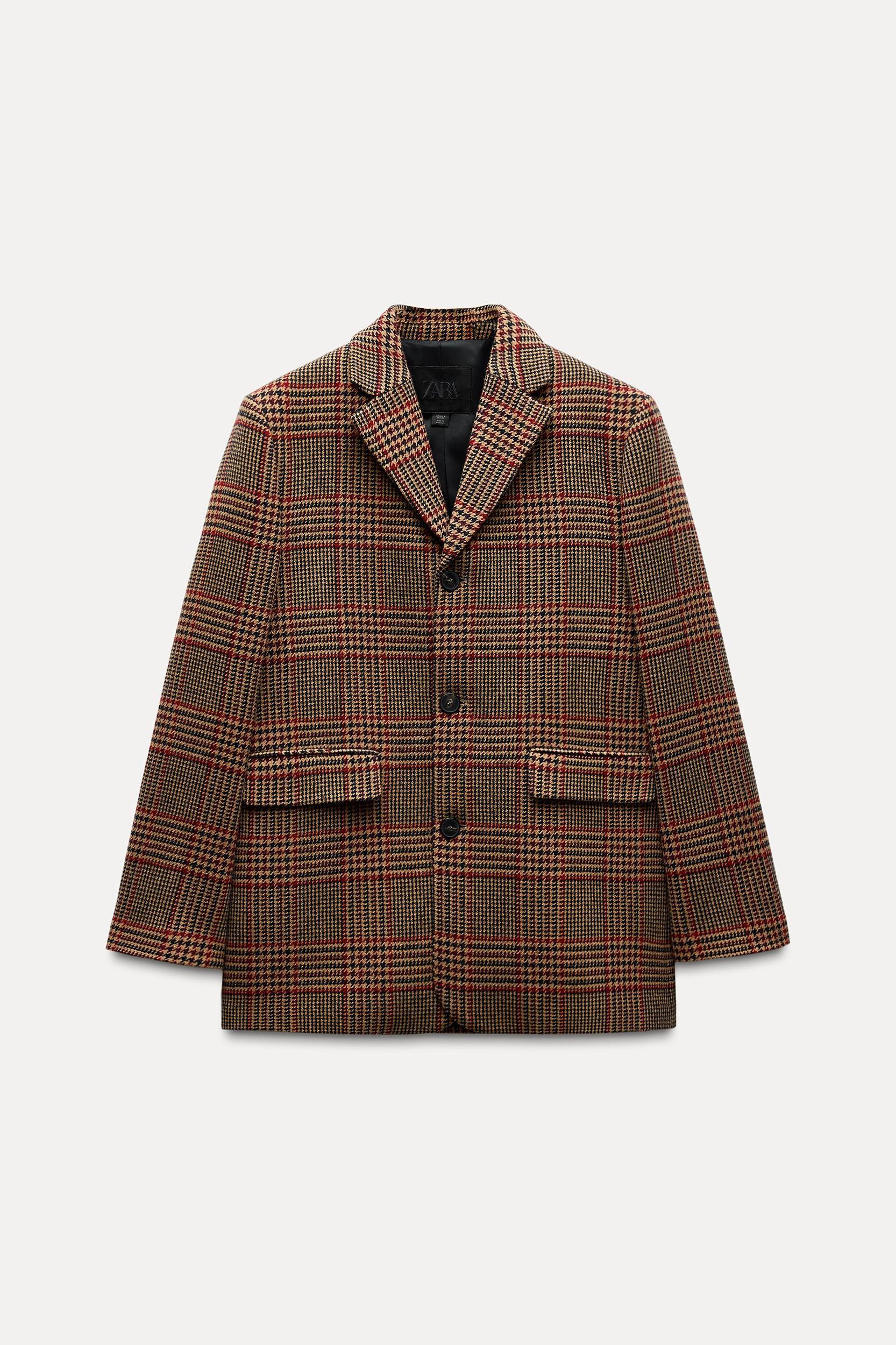 WOOL BLEND PLAID BLAZER ZW COLLECTION Product Image