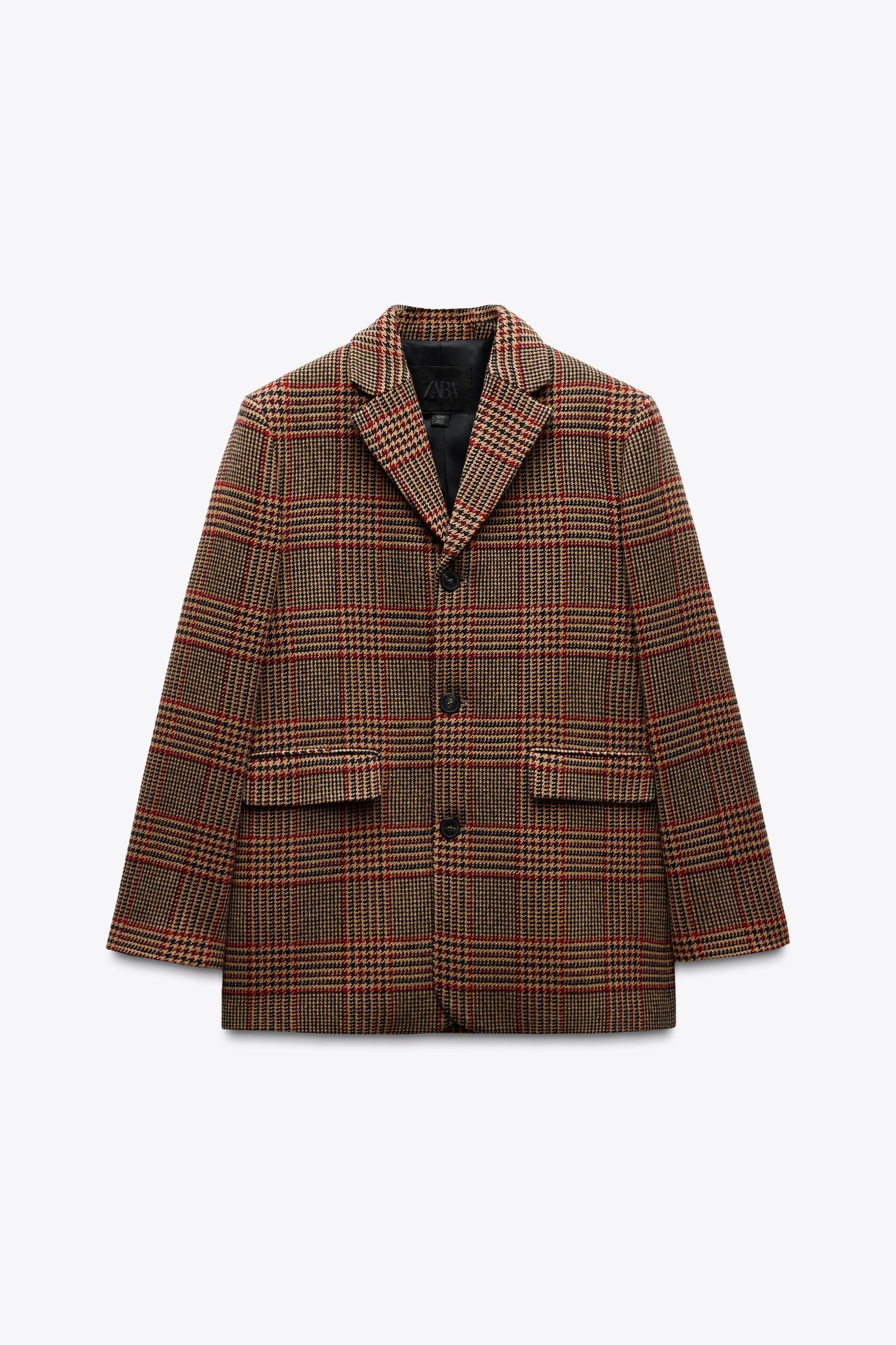 WOOL BLEND PLAID BLAZER ZW COLLECTION Product Image