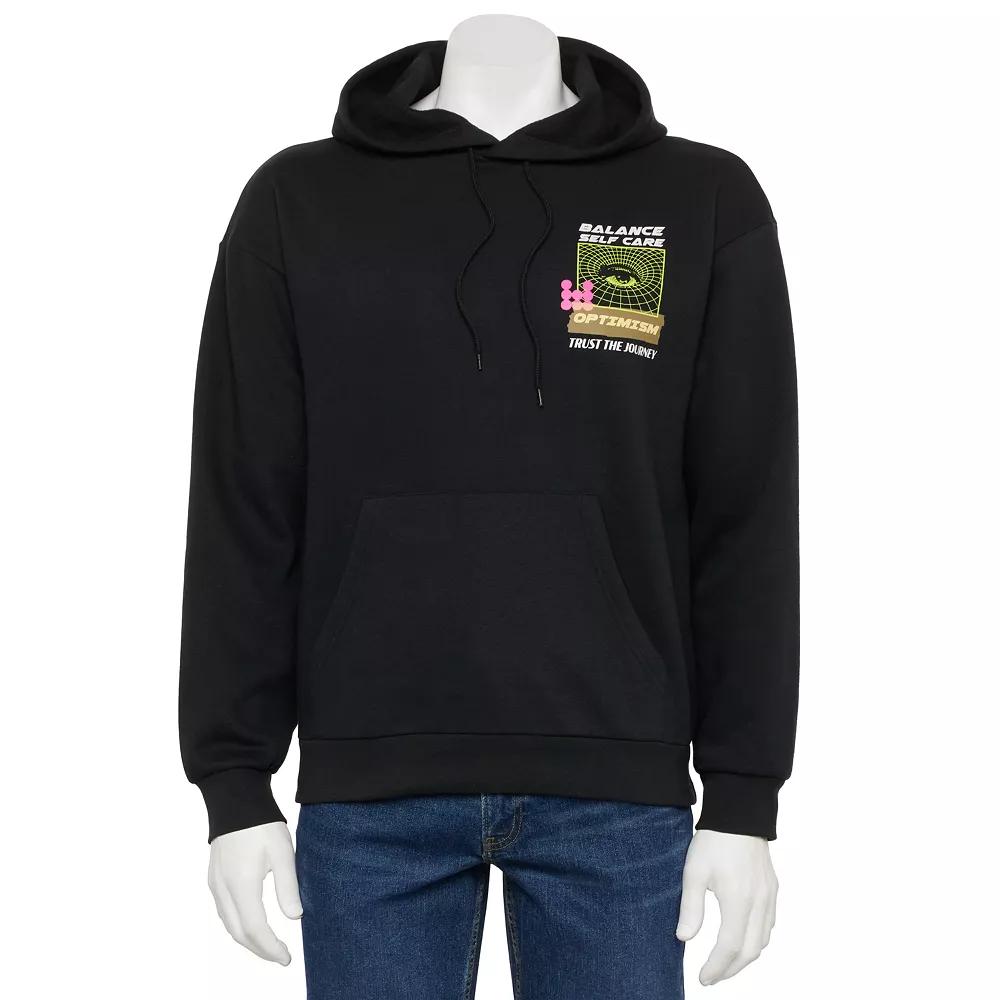 Men's Long Sleeve Balance Self Care Graphic Hoodie, Size: Small, Black Product Image