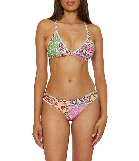 Lucky Brand Seville Color Block Printed Over The Shoulder Swim Top Product Image