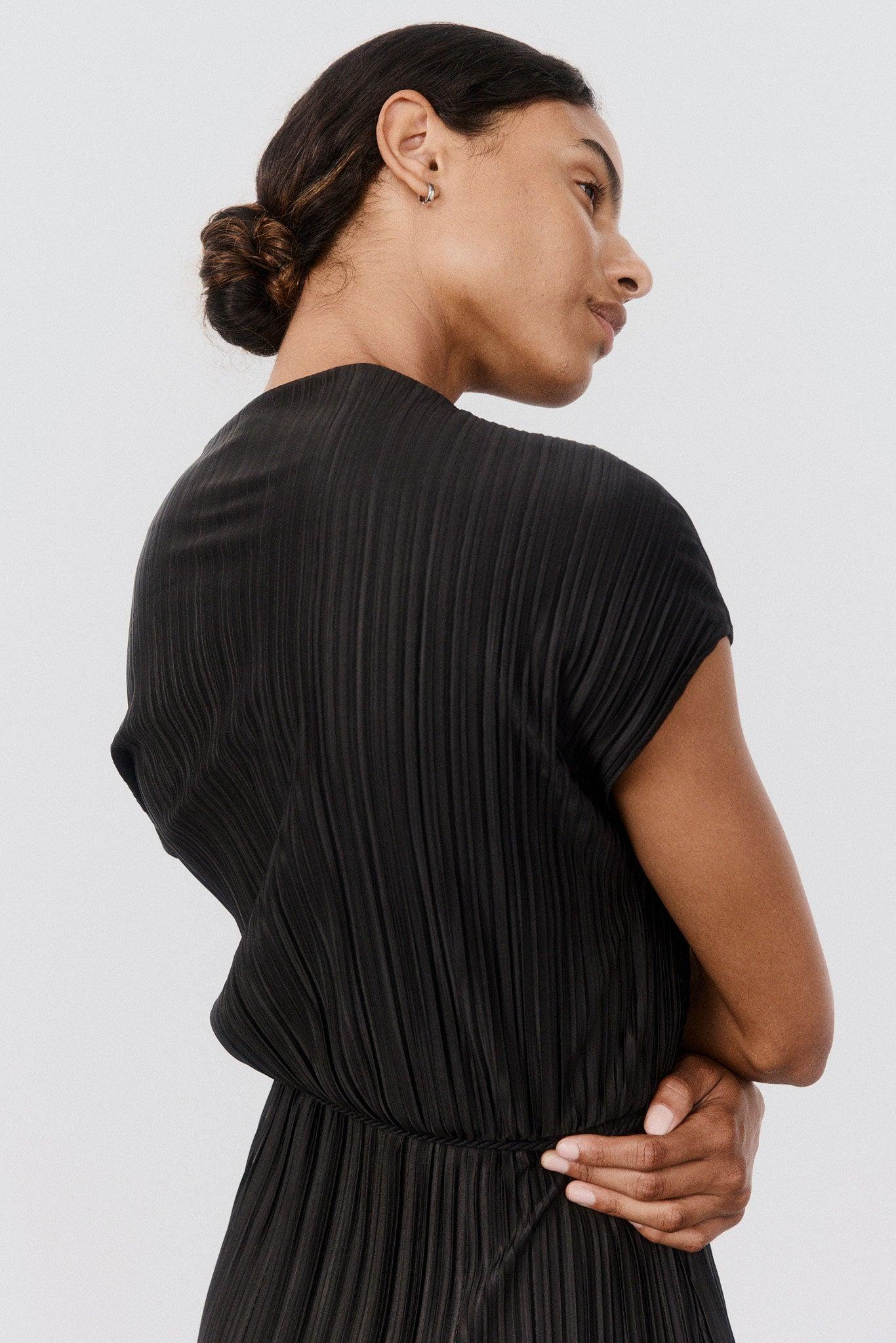 Draped Pleated Maxi Dress Product Image