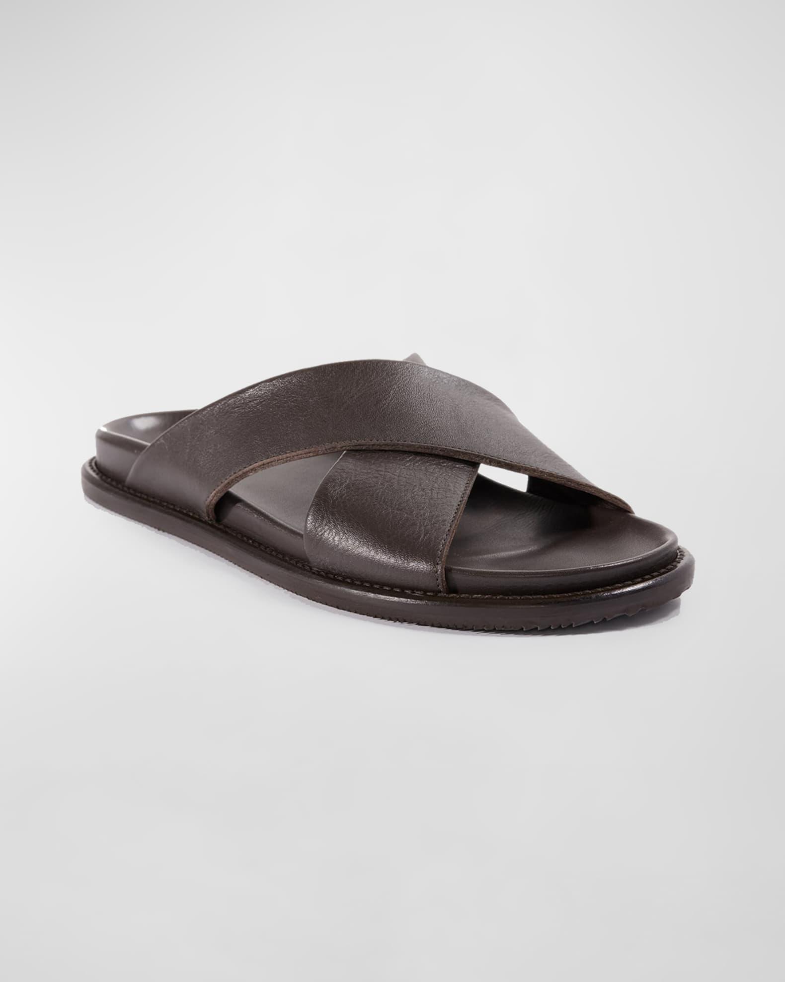 Men's Punta Crisscross Leather Slide Sandals Product Image