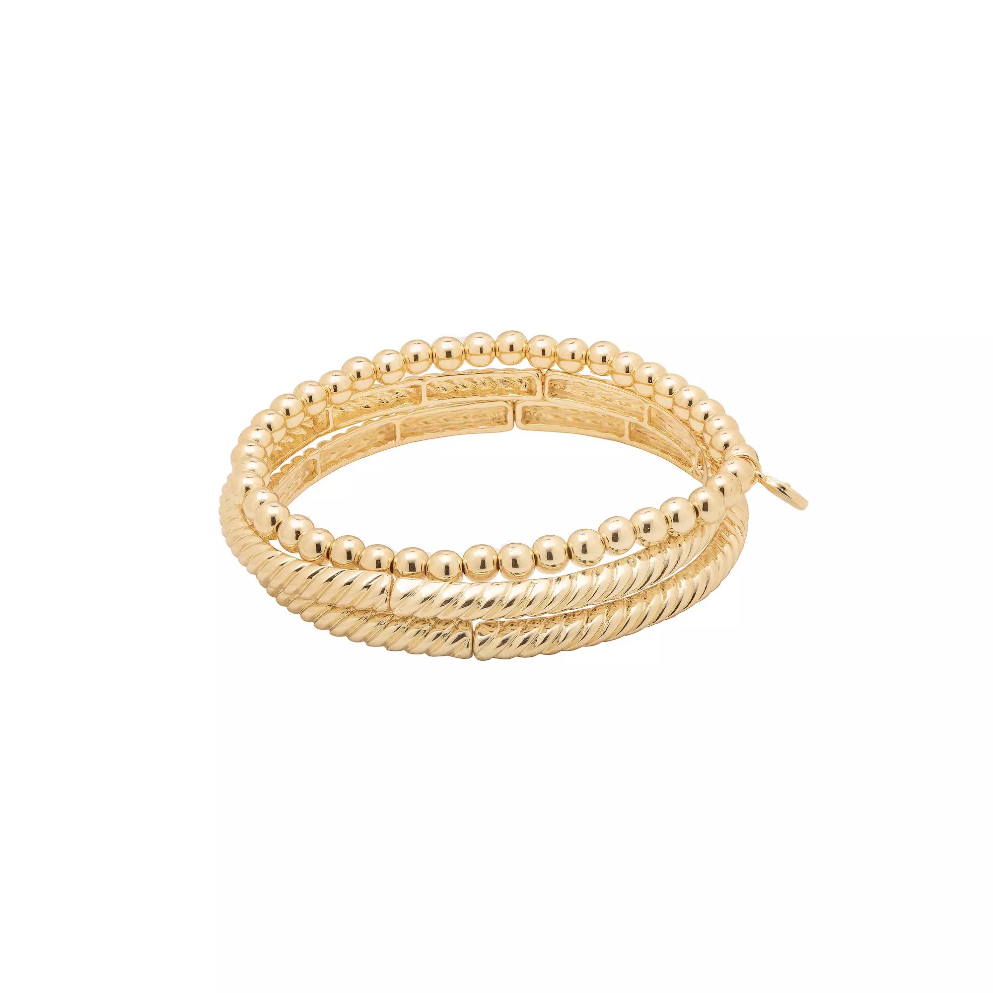 Emberly Gold Tone 3-pk Stretch Bracelet Set, Women's, None Product Image