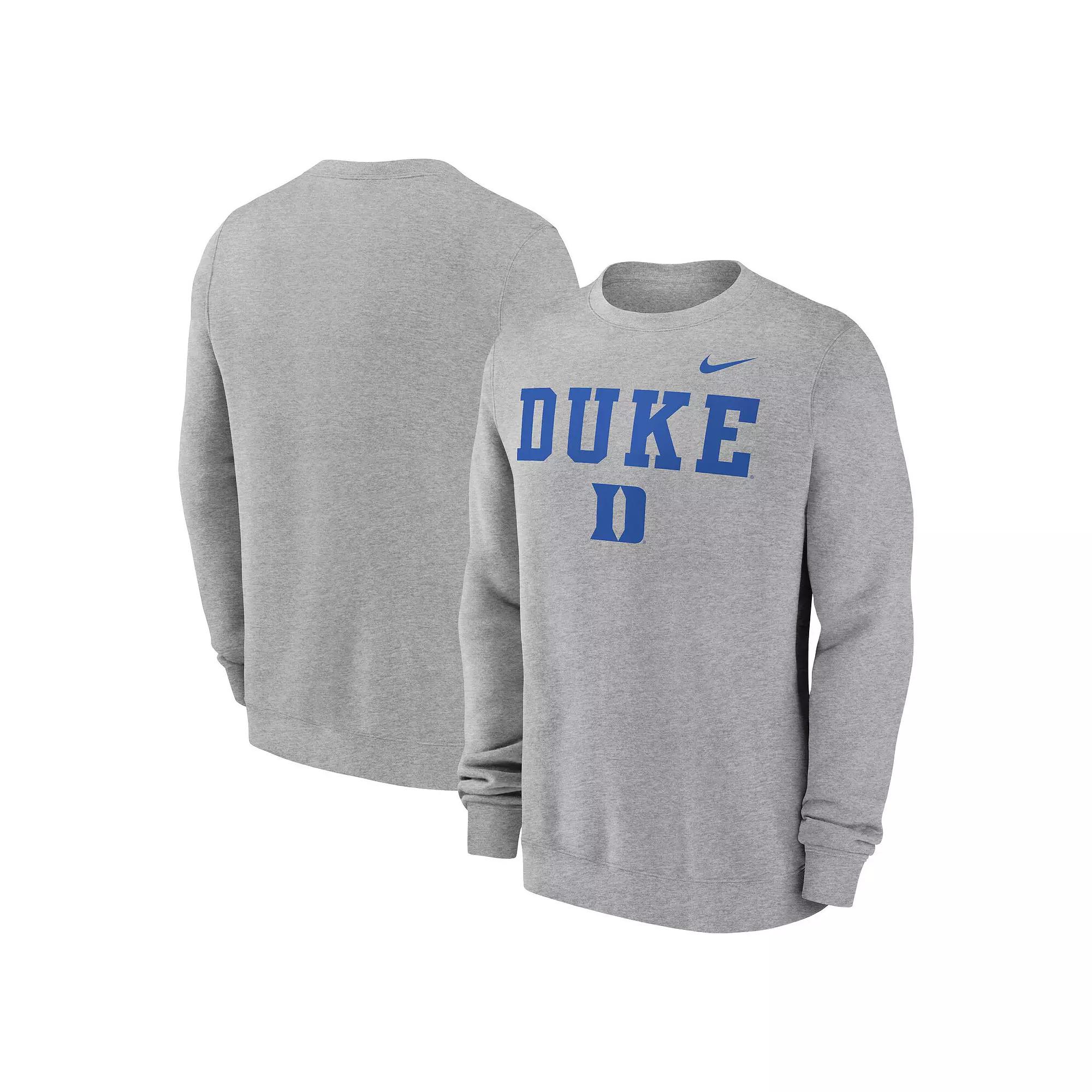 Men's Nike Heather Gray Duke Blue Devils Primetime Primary Stack Pullover Sweatshirt,  Product Image