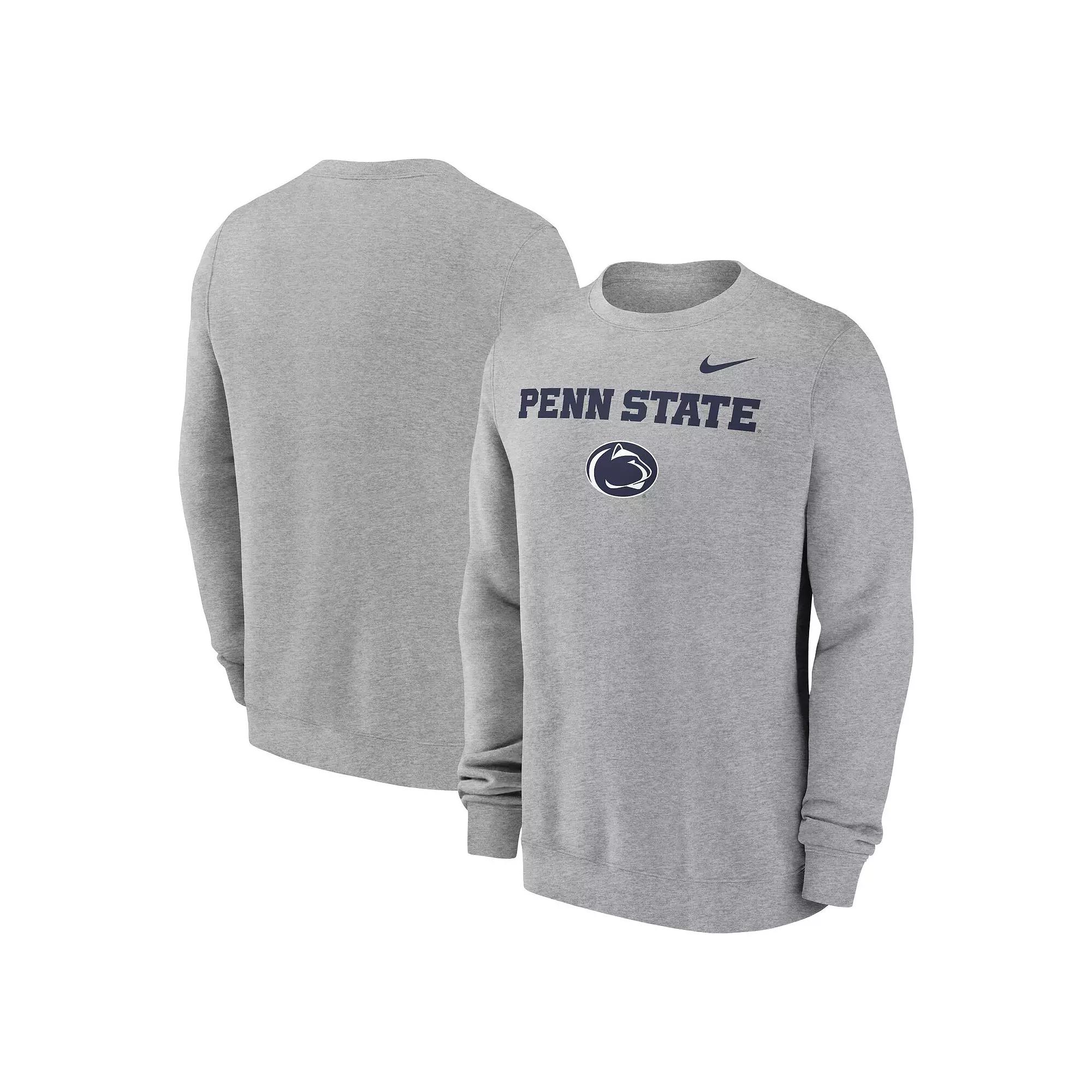 Men's Nike Heather Gray Penn State Nittany Lions Primetime Primary Stack Pullover Sweatshirt, Size: 2XL, Grey Product Image