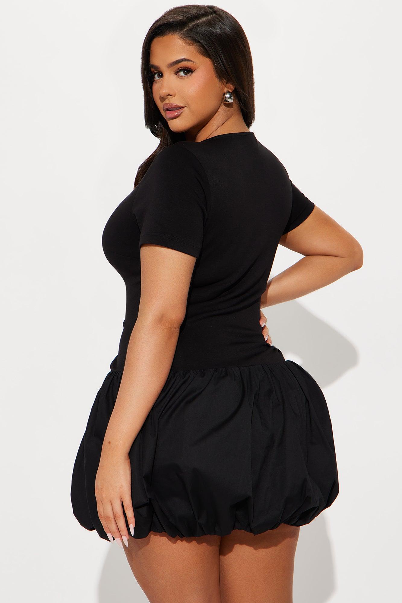 Better Off Bubble Mini Dress - Black Product Image