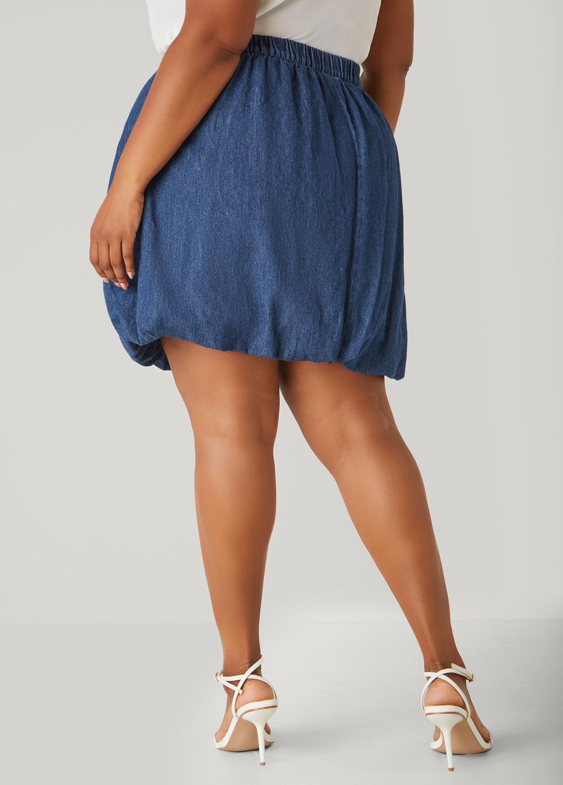 Plus Size Denim Bubble Skirt Ashley Stewart Product Image