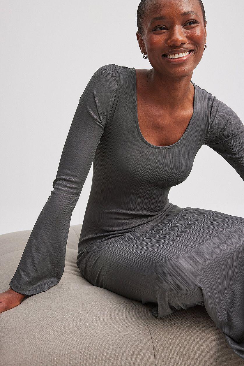 Ribbed Maxi Dress Grey Product Image
