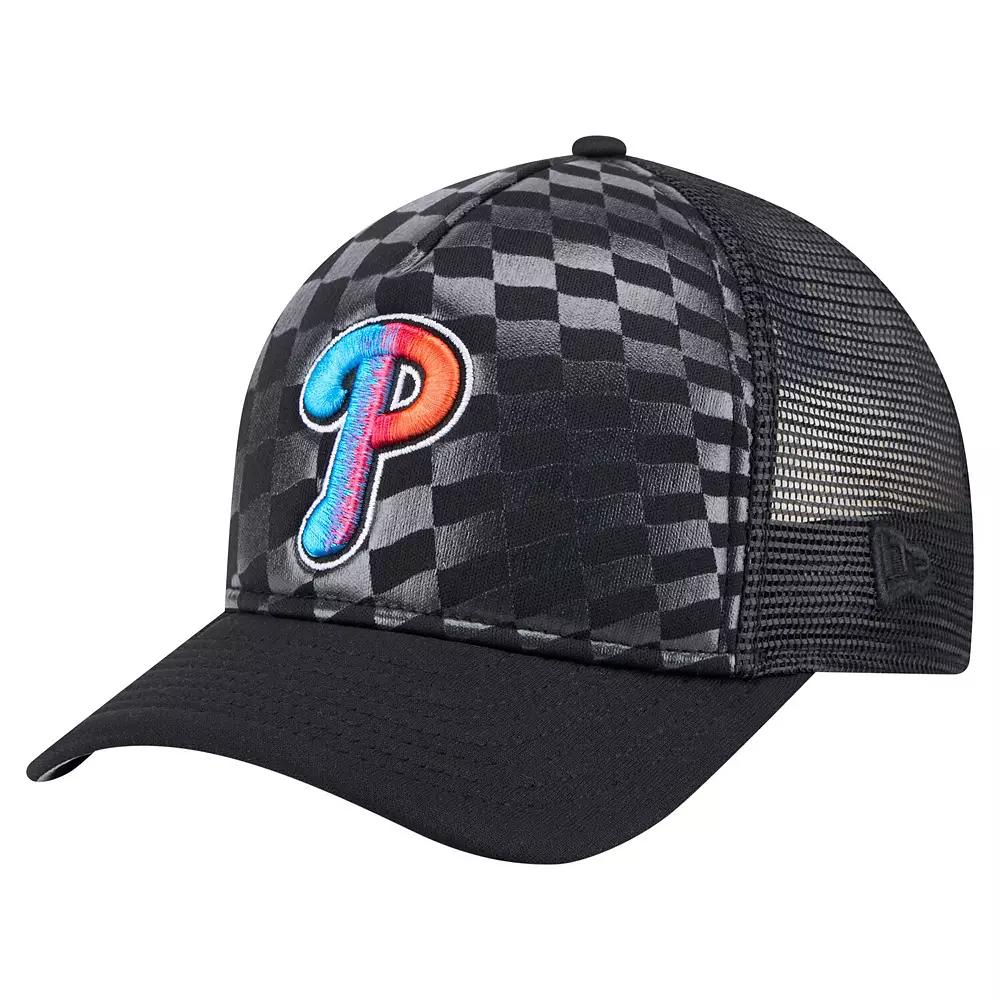 Men's New Era Black Philadelphia Phillies Gradient 9FORTY A-Frame M-Crown Trucker Adjustable Hat Product Image