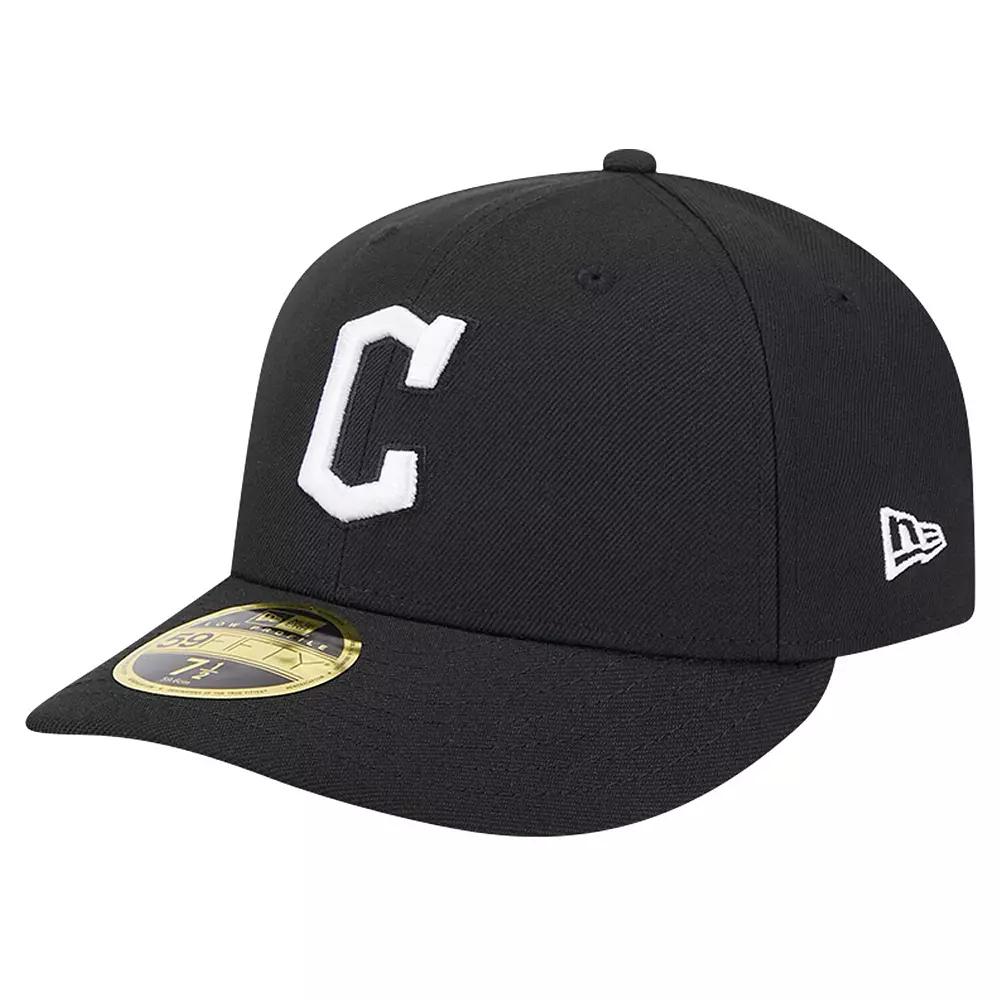 Men's New Era Black Cleveland Guardians Low Profile 59FIFTY Fitted Hat, Size: 7 1/4, Grd Black Product Image