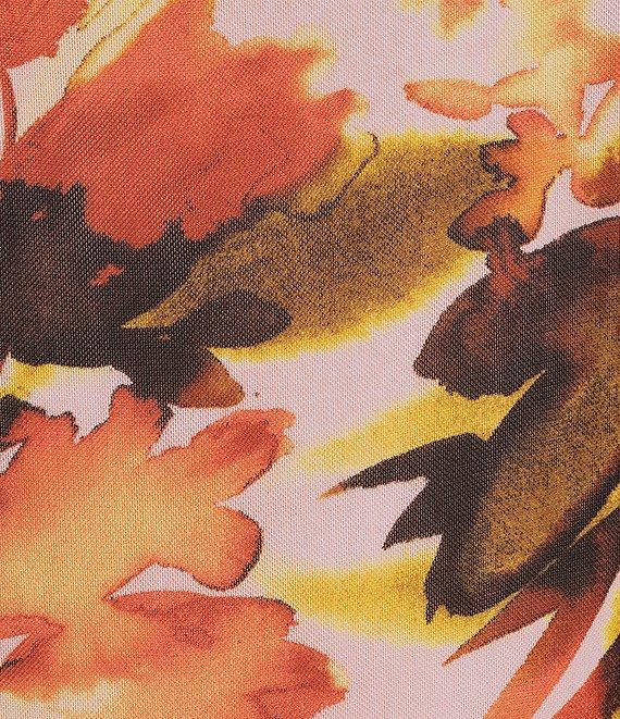 Calvin Klein Coordinating Mesh Knit Floral Mock Neck Sleeveless Top Product Image