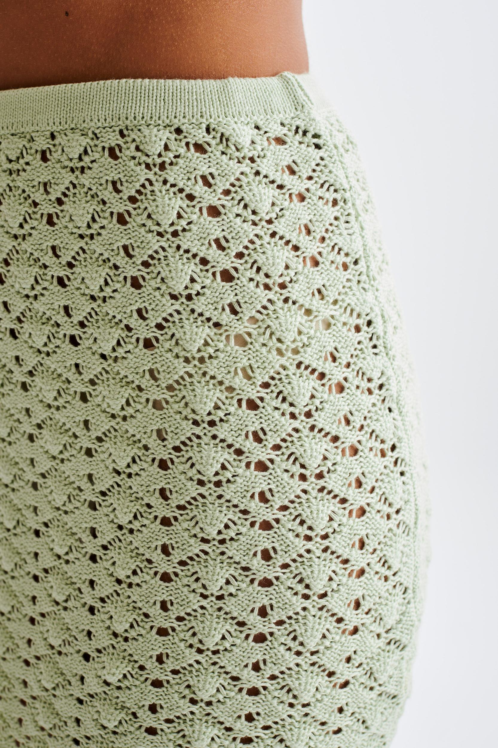 Murphy A-Line Knit Mini Skirt - Pastel Green Product Image