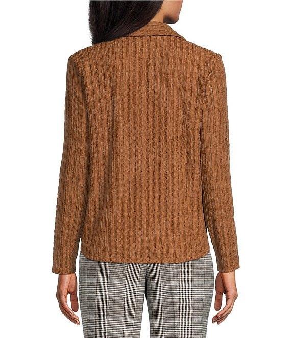 Investments Knit Long Sleeve Y-Neck Button Front Novelty Top Product Image