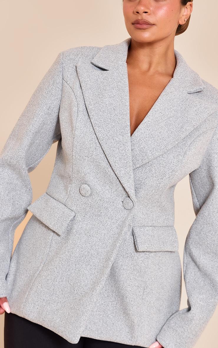 Shape Charcoal Wool Look Cinched Waist Blazer Product Image