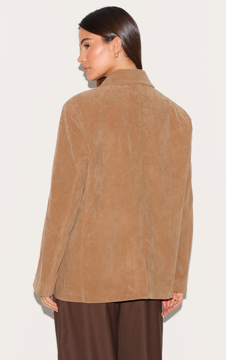 Tan Faux Suede Longline Blazer Product Image