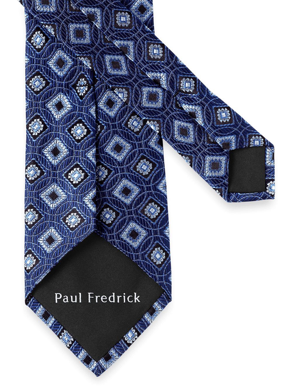 Medallion Woven Silk Tie - Navy Product Image
