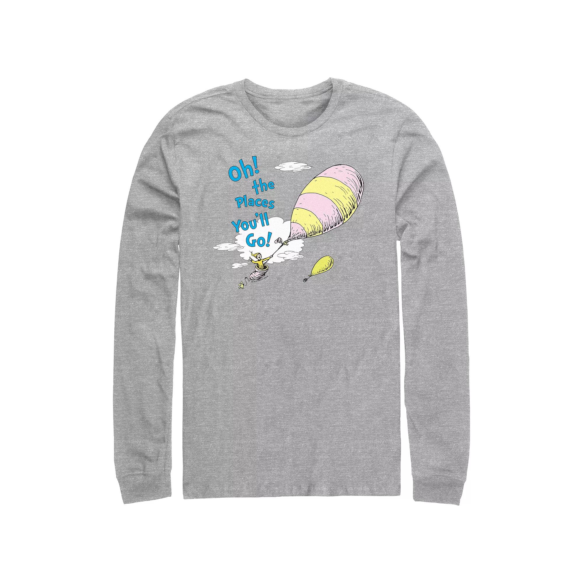 Men's Dr. Seuss Oh The Places You'll Go Long Sleeve Graphic Tee,  Product Image
