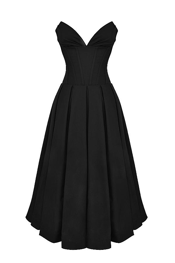 Lady  black strapless midi dress Product Image