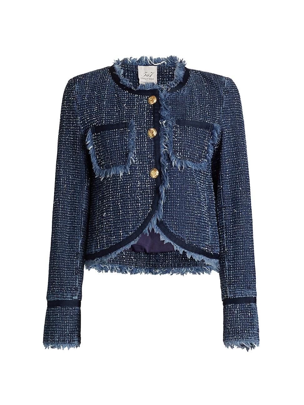 Womens Denim Boucl Tailored Jacket Product Image