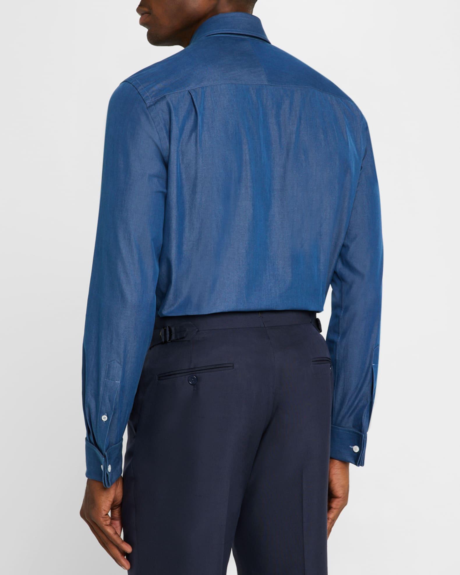 Men's Cotton Chambray Bib-Front Dress Shirt Product Image