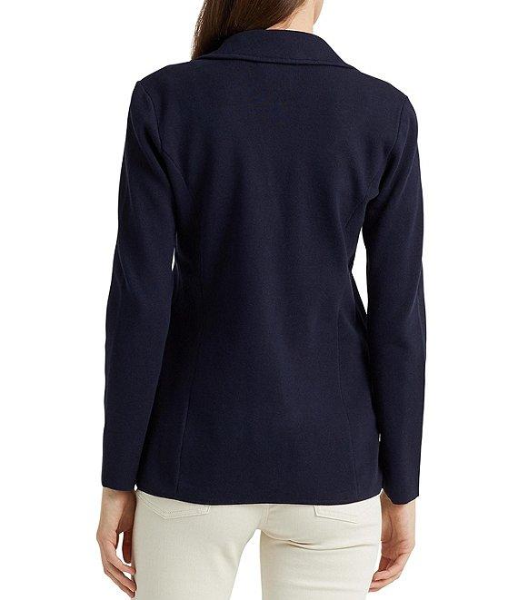 Lauren Ralph Lauren Notch Lapel Long Sleeve Cotton Knit Blazer Product Image