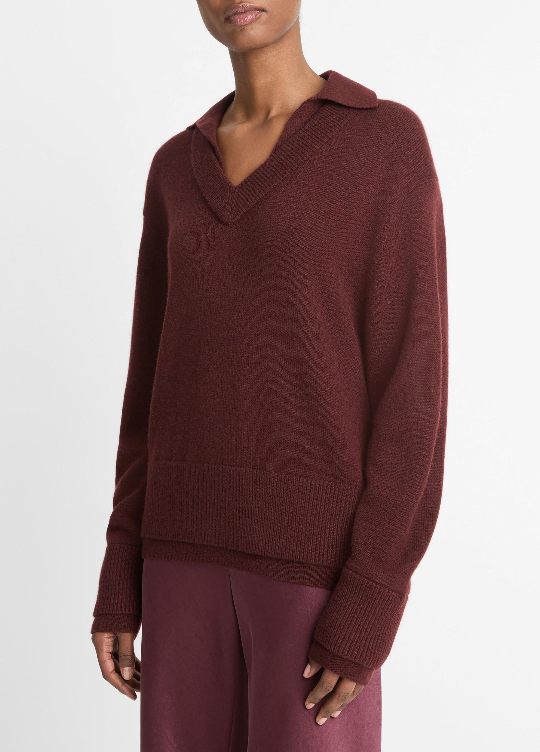 Wool-Cashmere Double-Layer Collared Pullover Product Image