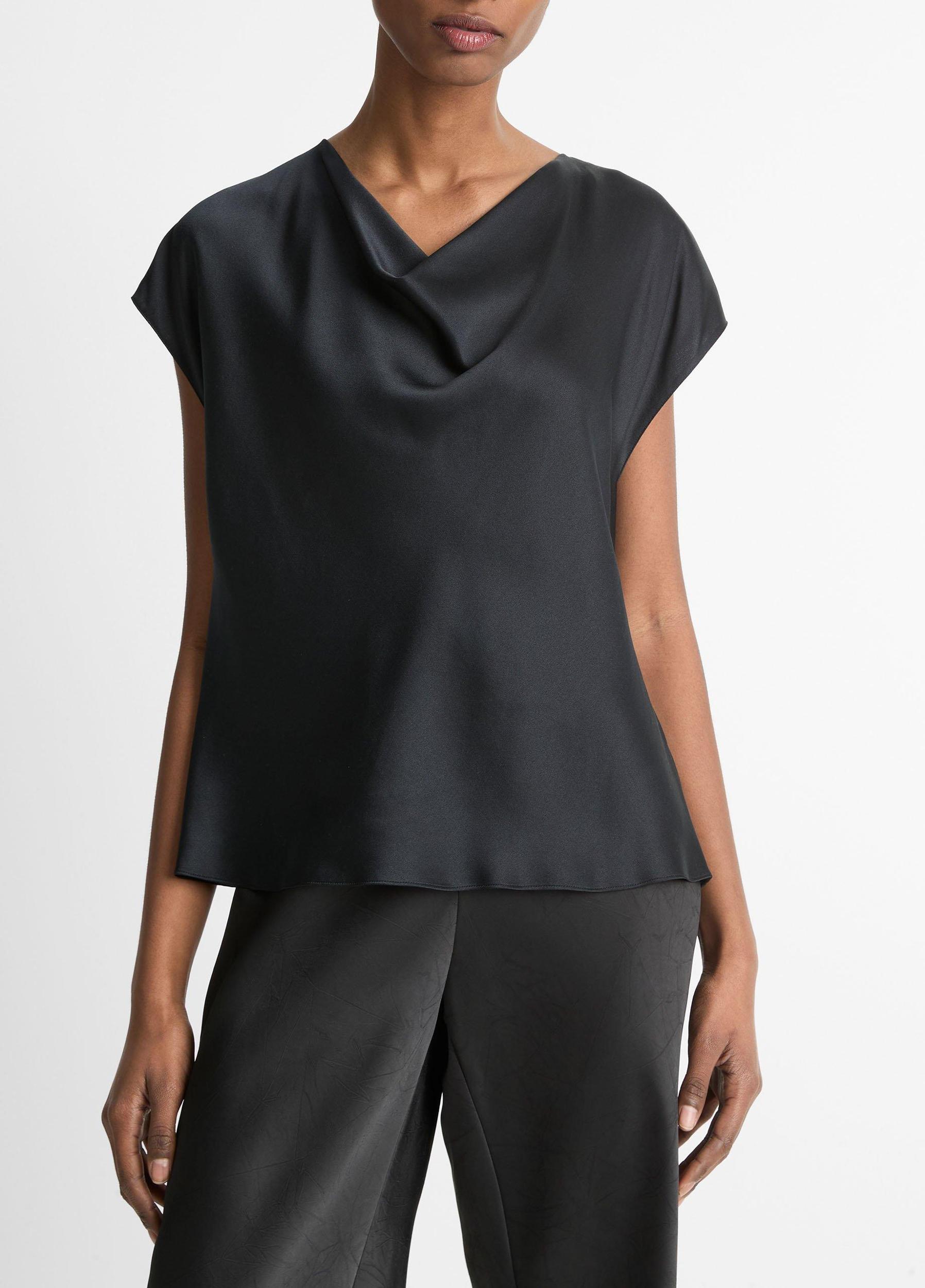 Silk Cowl-Neck Blouse Product Image