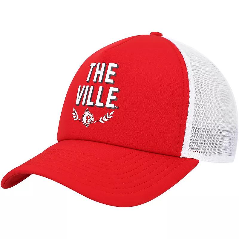 Men's adidas Red Louisville Cardinals Phrase Foam Front Trucker Adjustable Hat Product Image