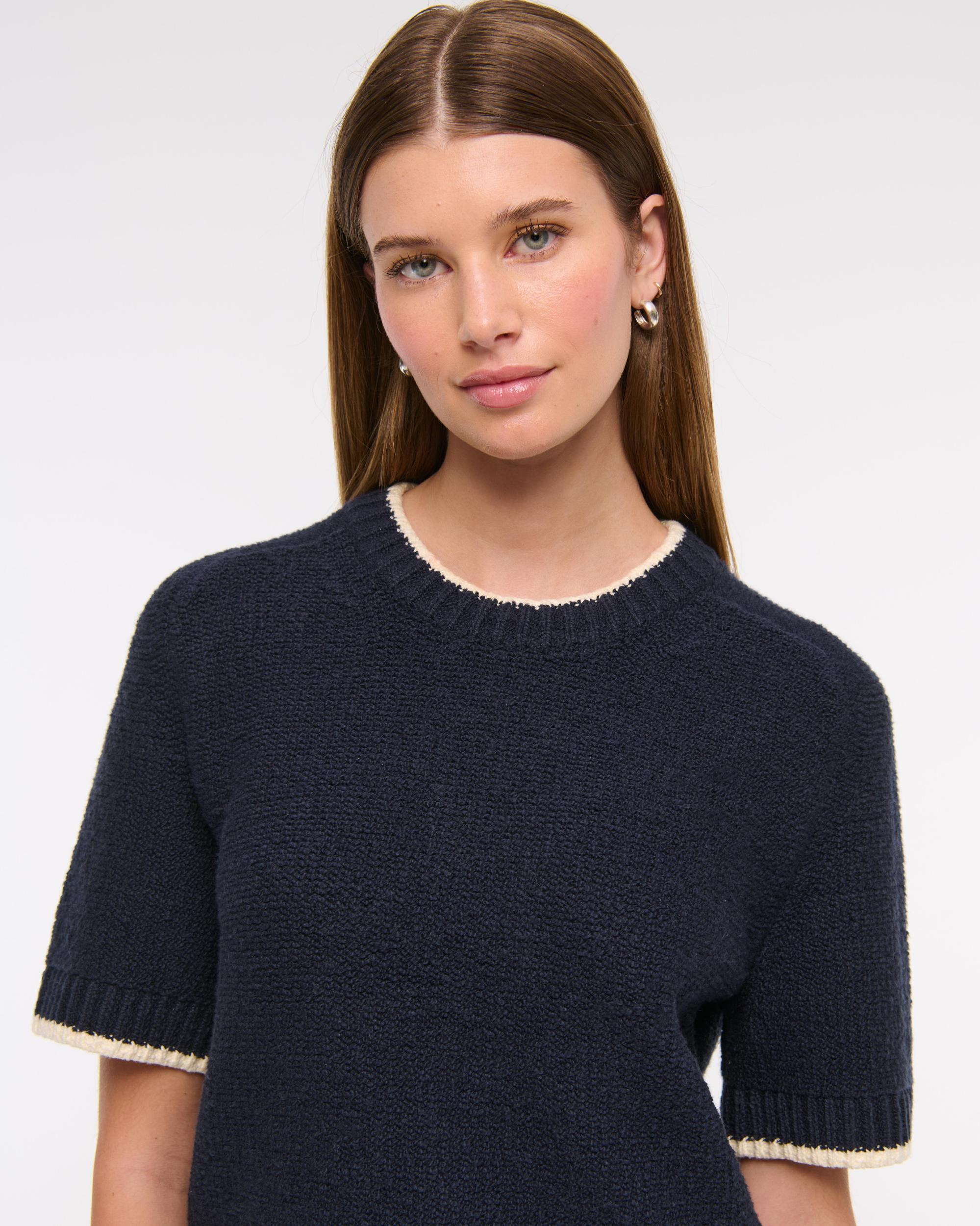 The A&F Madeline Textural Crew Sweater Tee Product Image
