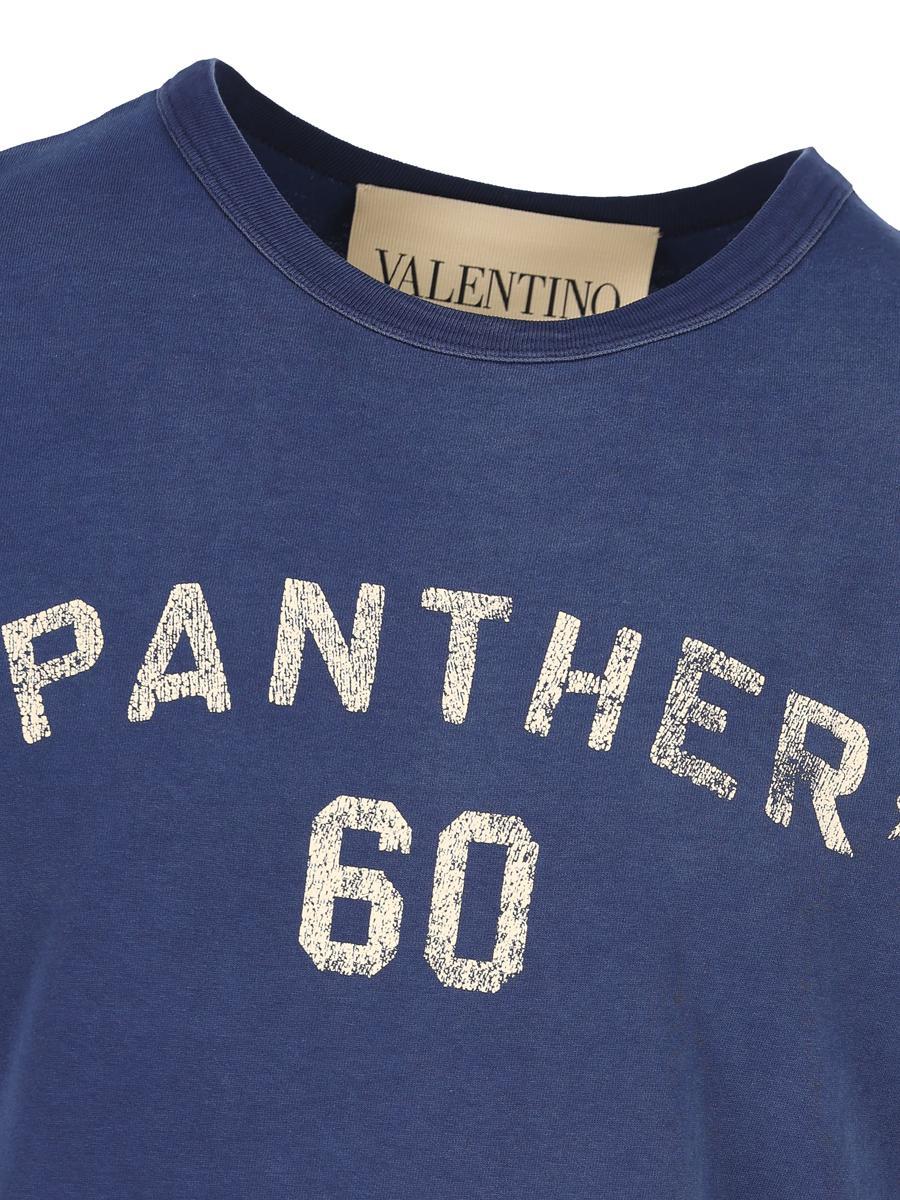 VALENTINO Garavani Navy Cotton T-shirt In Blue Product Image