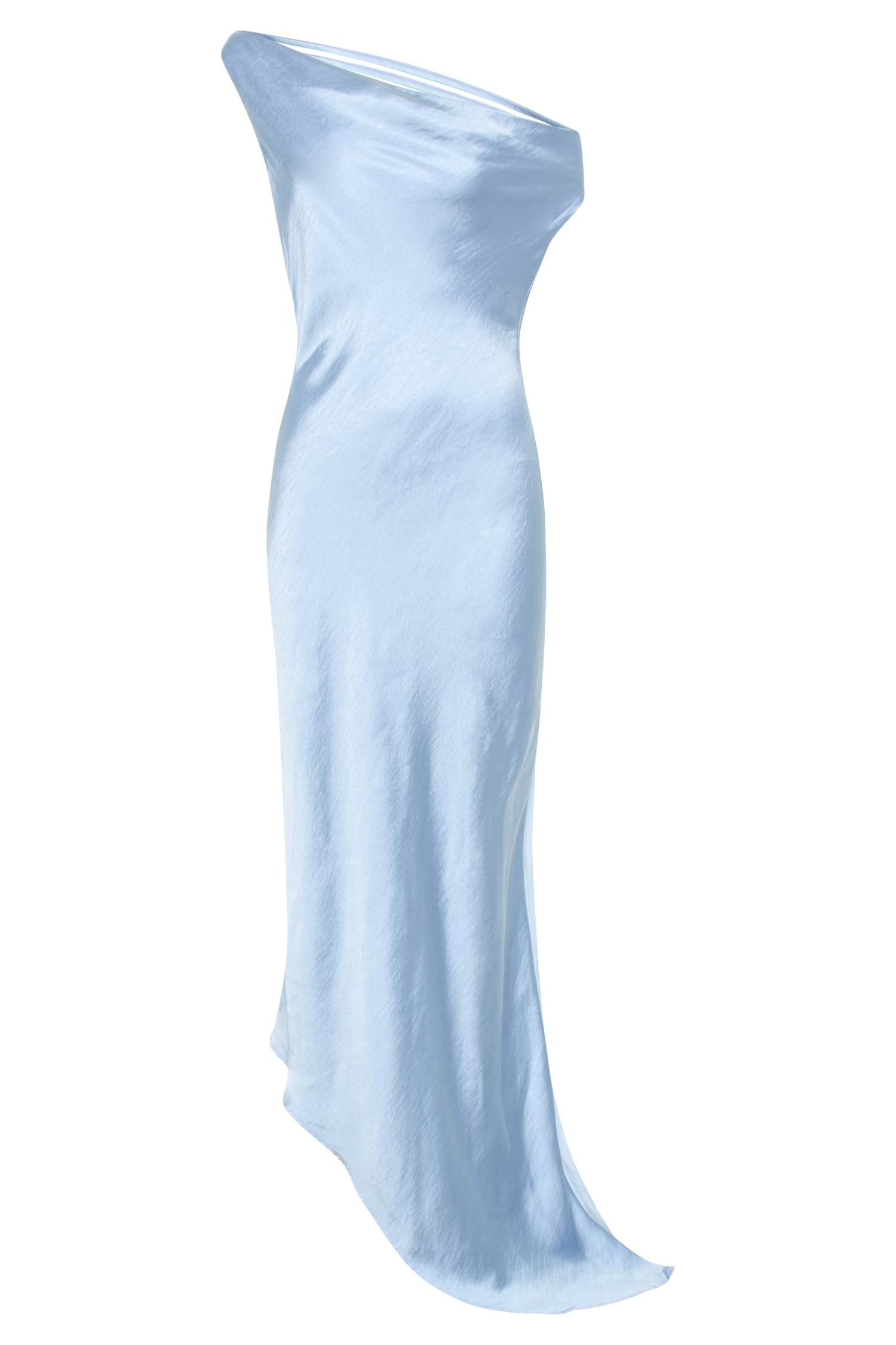 Yvette Slip Maxi Dress With Asymmetrical Hem - Cornflower Blue Product Image