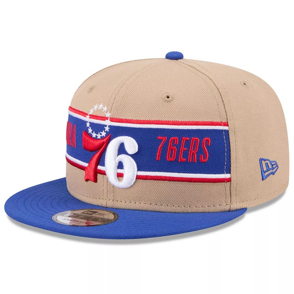 Men's New Era Tan/Royal Philadelphia 76ers 2024 NBA Draft 9FIFTY Snapback Hat, 76r Team Product Image