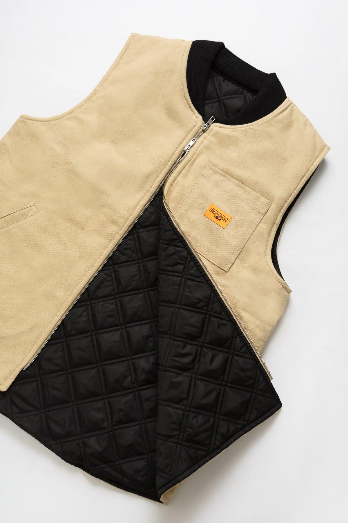 Padded Work Vest Jacket - Pale Khaki Product Image