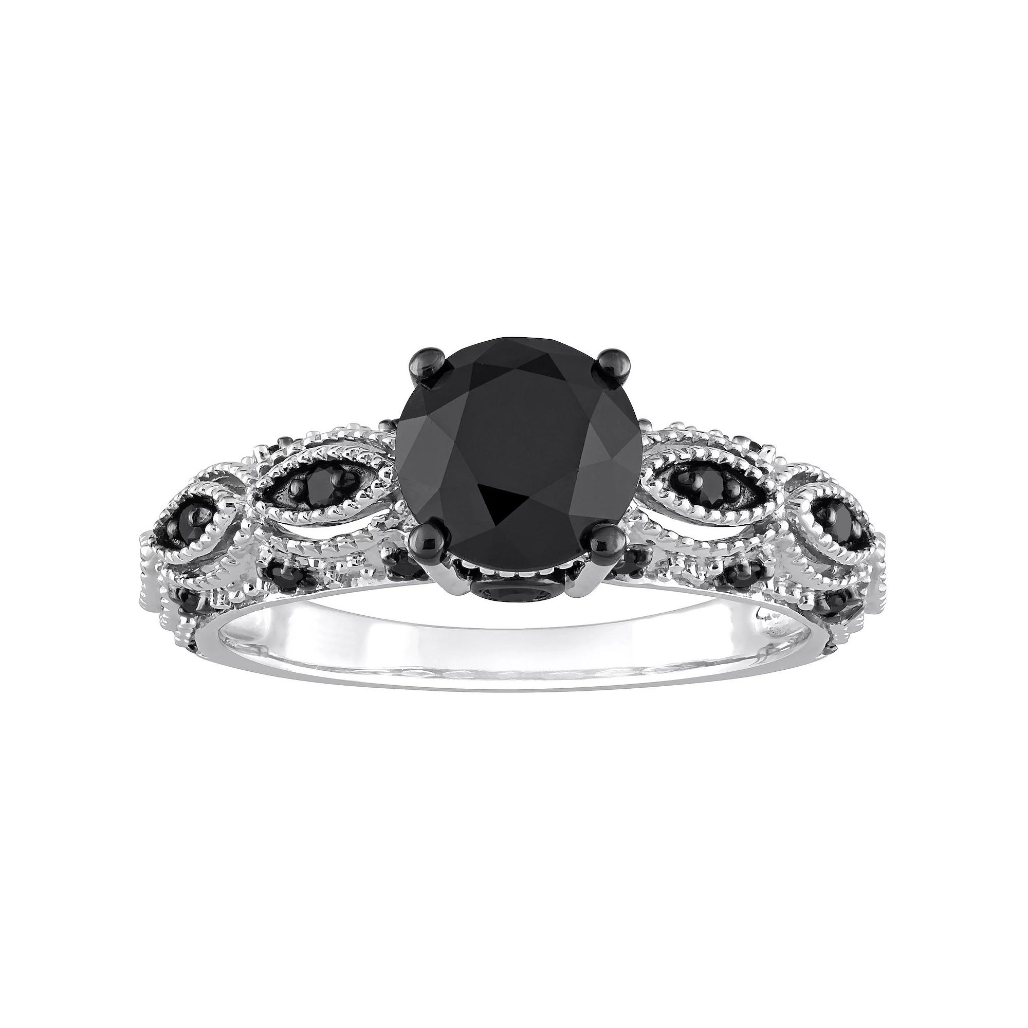 Stella Grace 10k White Gold 2 Carat T.W Black Diamond Engagement Ring, Women's,  Product Image