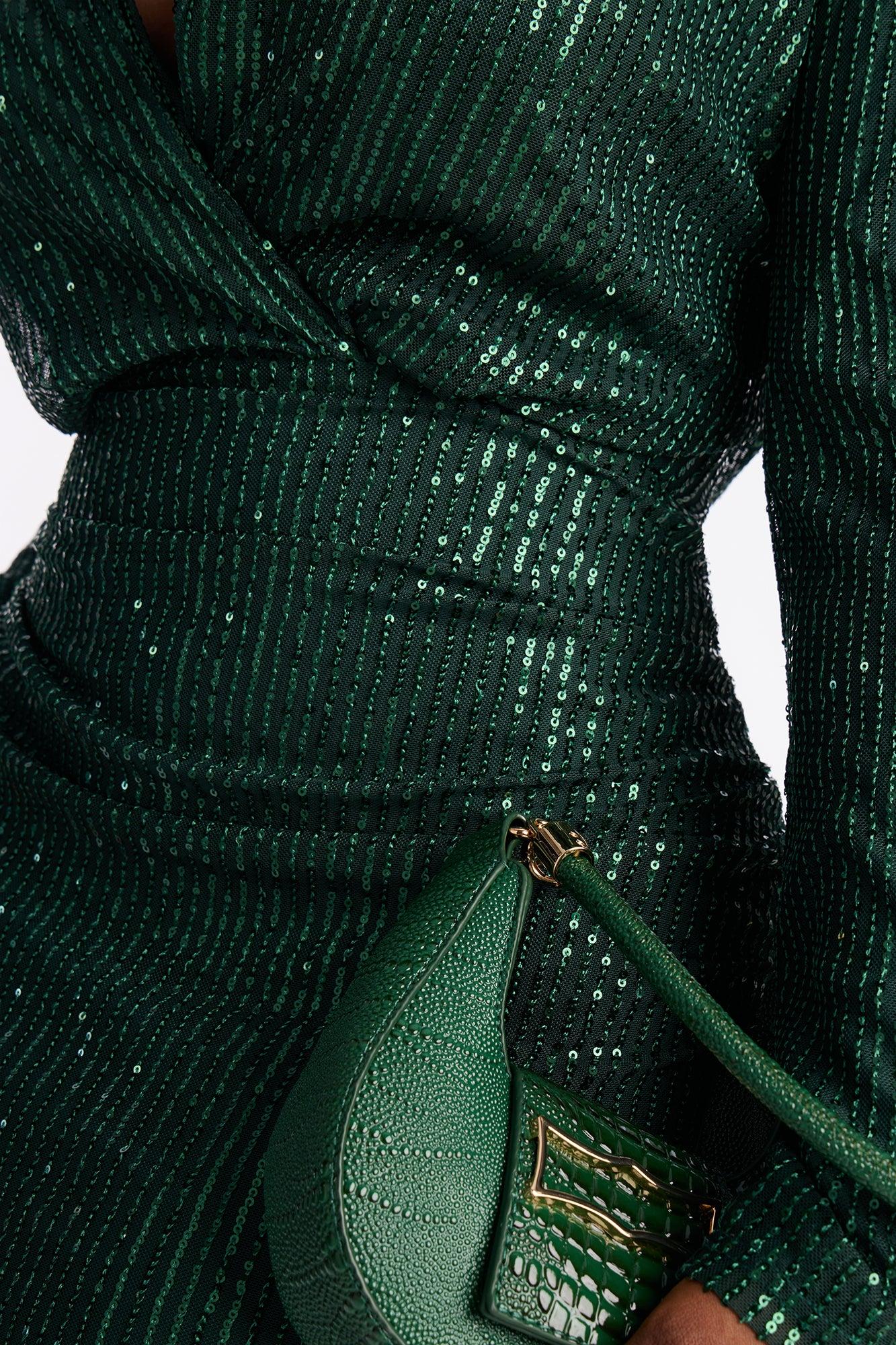 Under The City Lights Sequin Midi Dress - Hunter Female Product Image