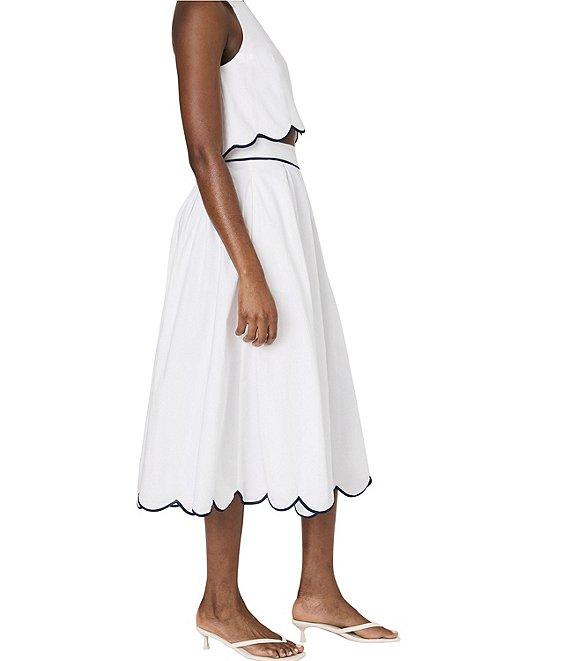 French Connection Alexis Cotton Scallop Hem Midi Skirt Product Image