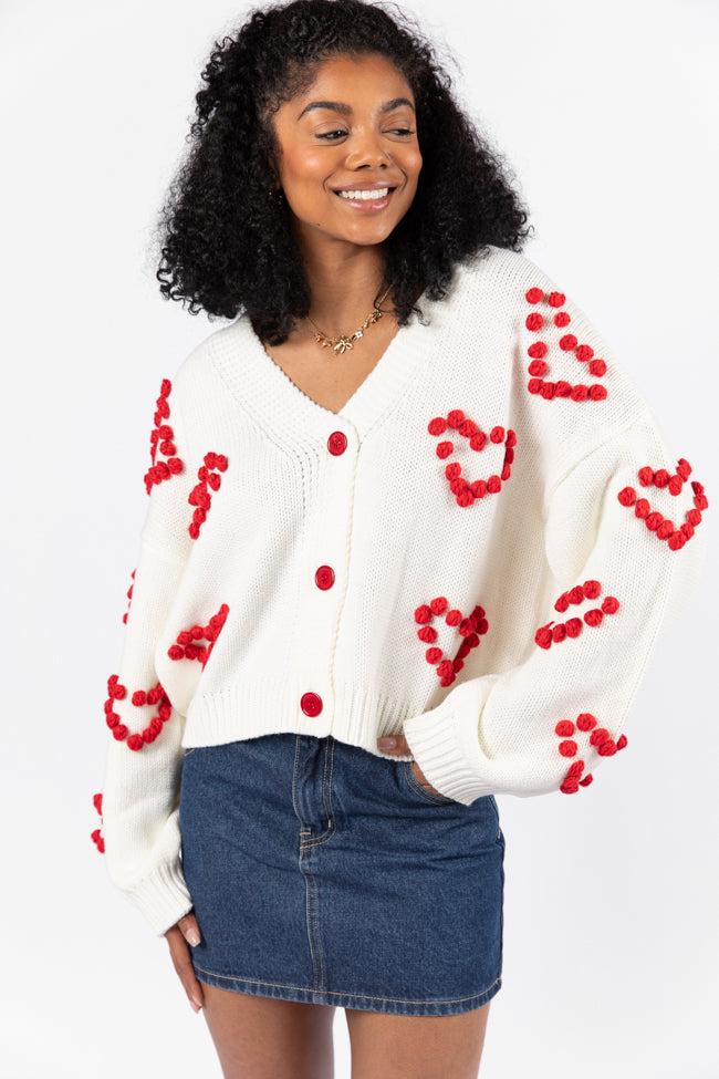 Better Together Ivory Heart Embroidered Cardigan FINAL SALE Product Image