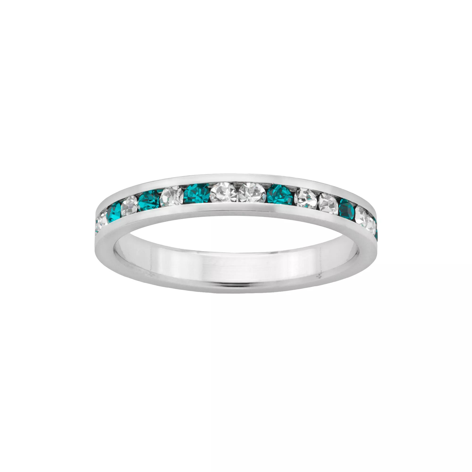 Sterling Silver Teal and White Crystal Eternity Ring, Women's,  Product Image