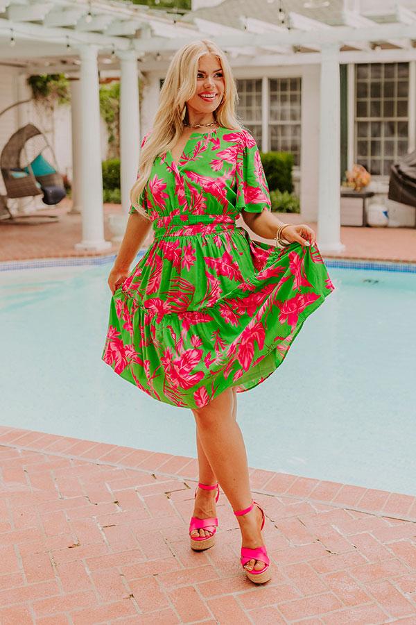 Cruise Trip Ready Floral Mini Dress in Kelly Green Curves Product Image